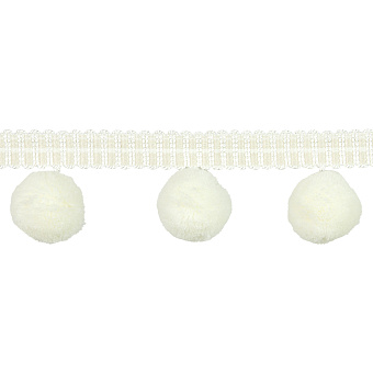 Бахрома с крупными пушистыми шариками DMQ- 8 молочный (WHITE) (6,2 см)